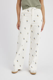 Pantalon velours brodé