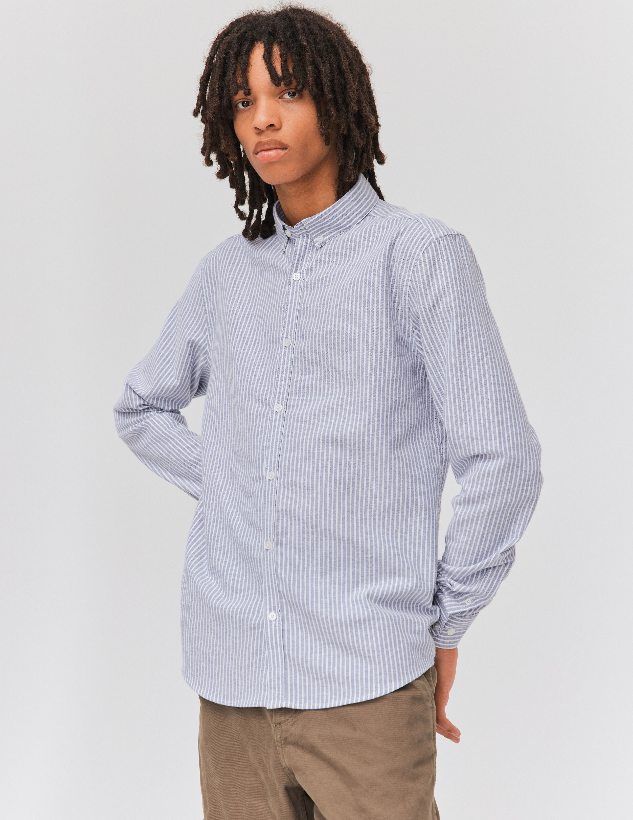Chemise ray e ajust e Bleu fonc BZB