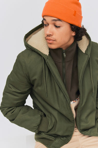 Blouson à capuche intérieur sherpa