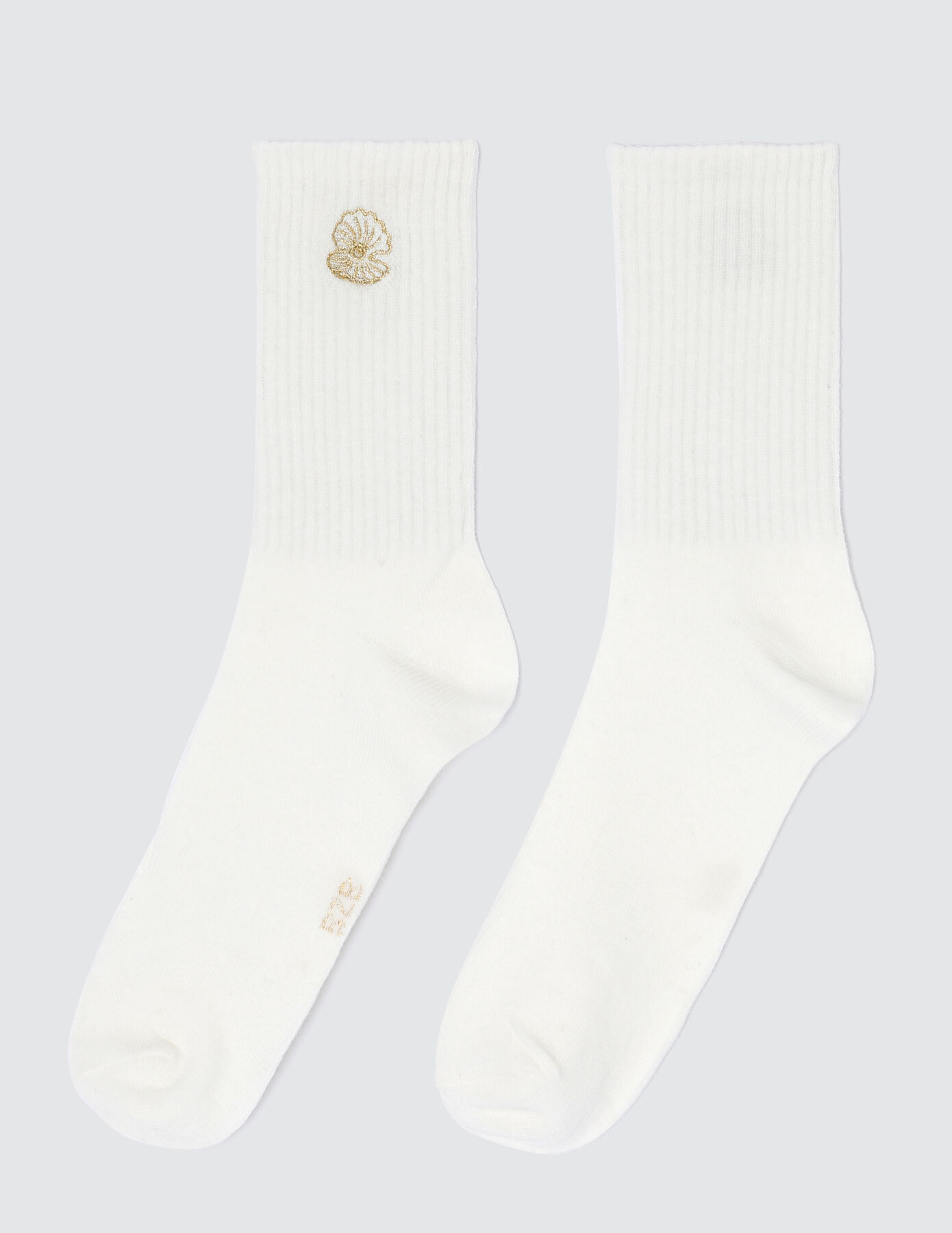 Chaussettes broderie coquillage