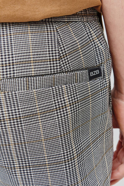 Pantalon urbain à carreaux taille élastiquée
