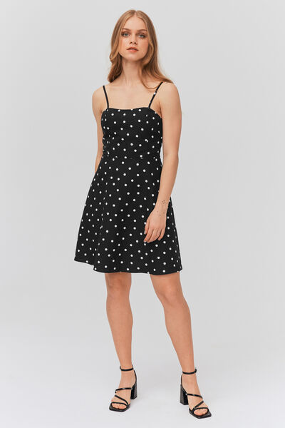 Robe bustier à pois en lin