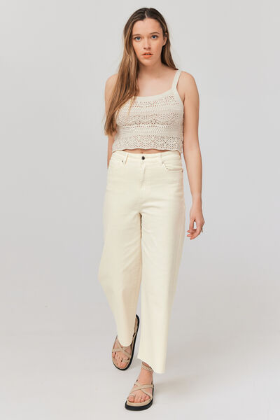 Jean wide leg couleur cropped