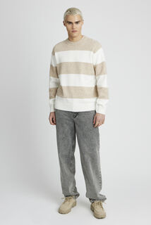 Pull col rond maxi rayures
