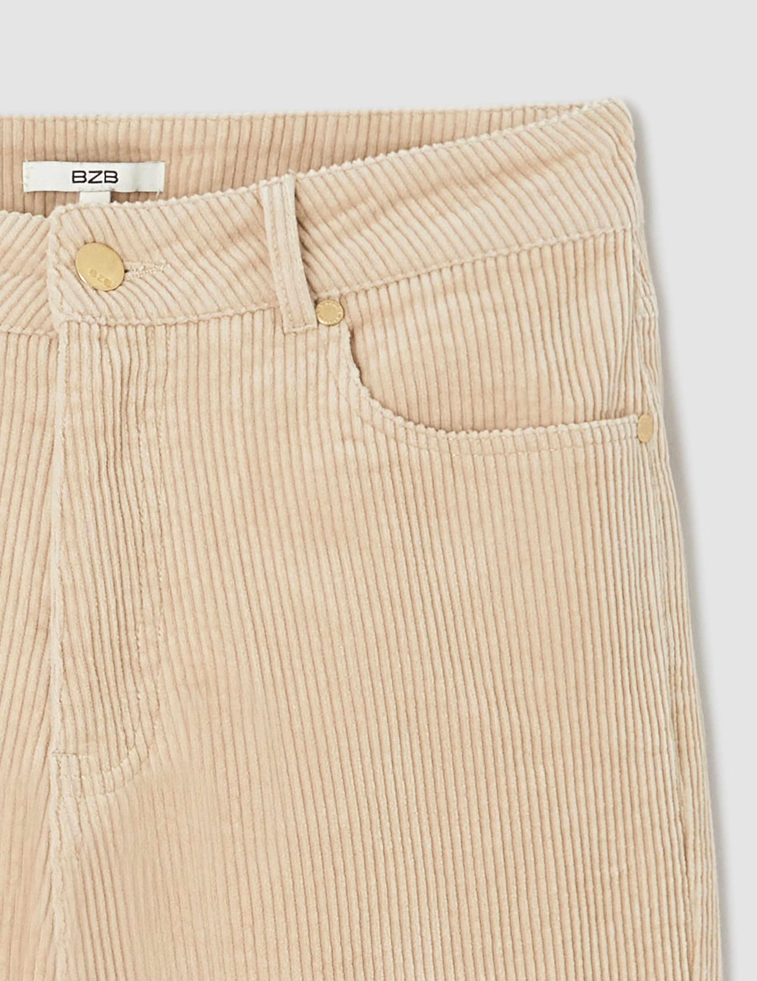 Pantalon mom en velours Beige BZB