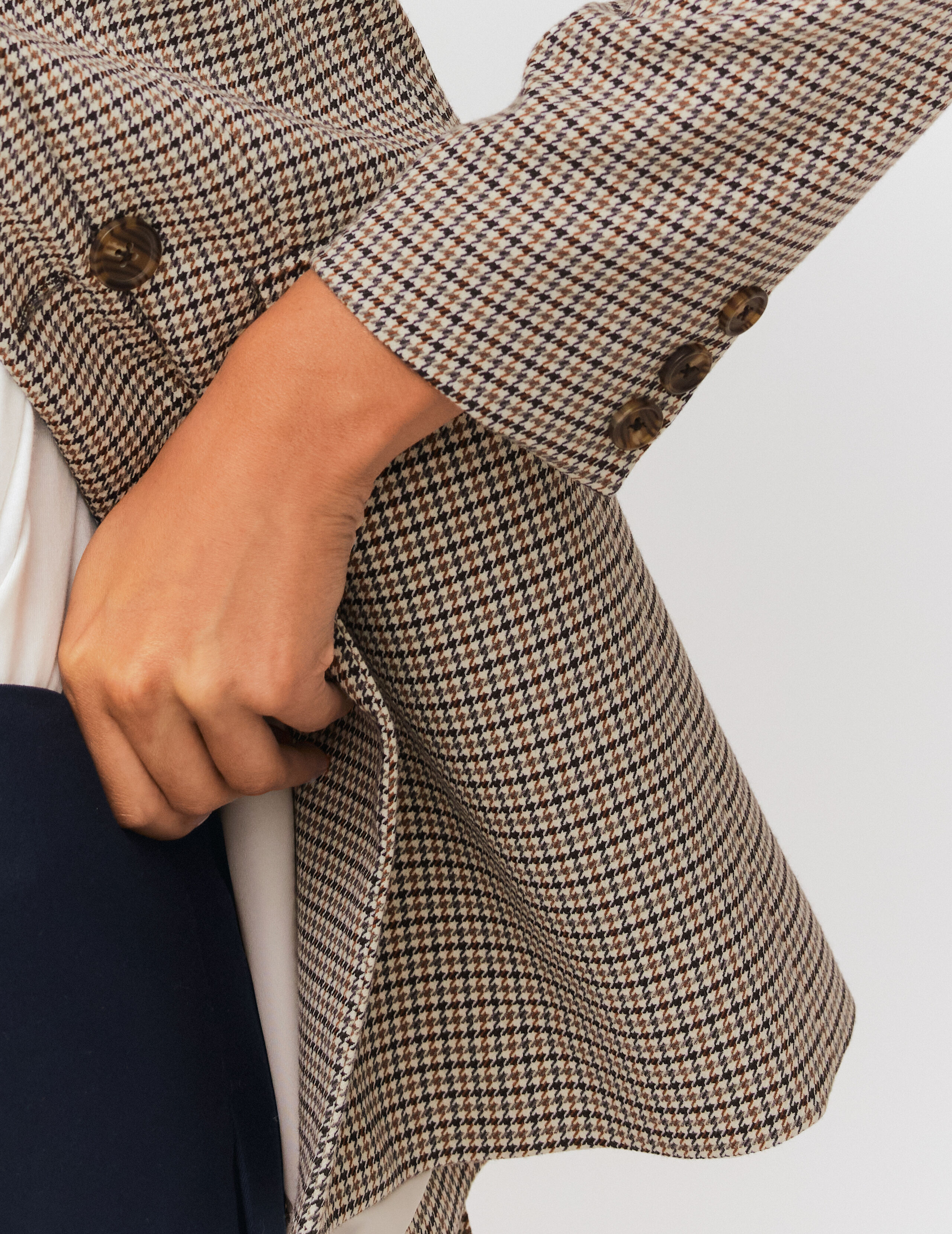 Veste blazer carreaux polyester recycl Marron BZB