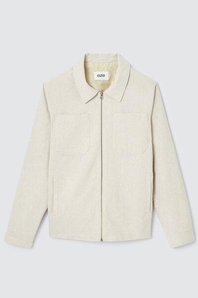 Veste zippée en coton lin