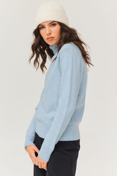 Pull col roulé uni
