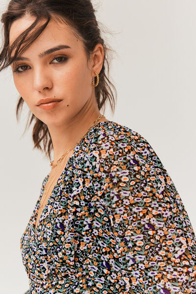 Robe courte imprimée polyester recyclé