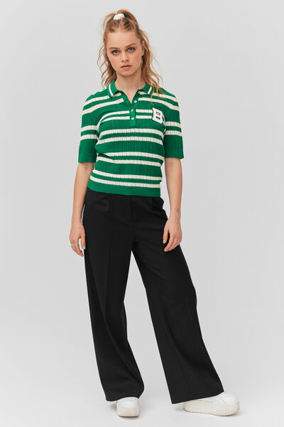 Polo ajouré rayé
