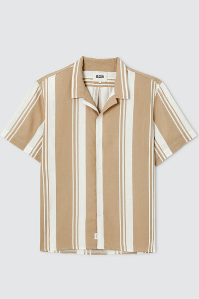 Chemise rayée manches courtes lin viscose