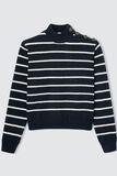 Pull rayé boutons épaule