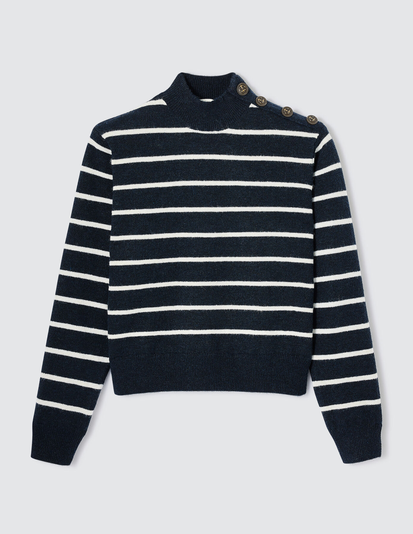 Pull rayé boutons épaule