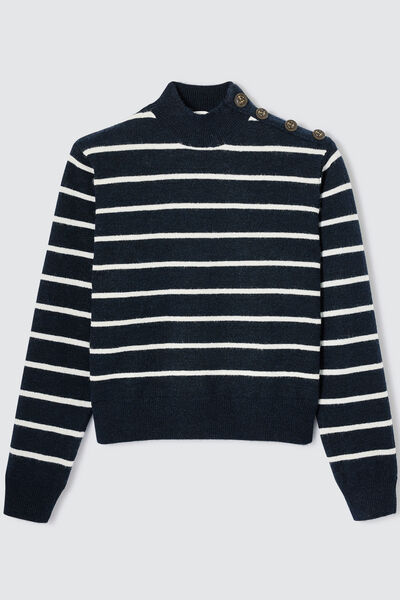 Pull rayé boutons épaule