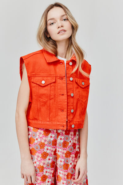 Veste denim couleur sans manches