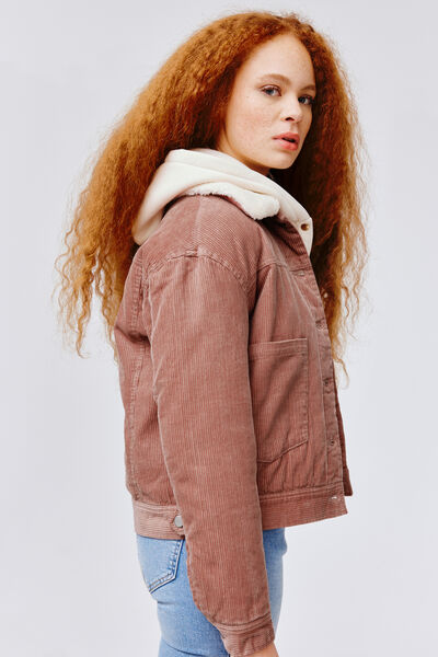 Veste velours col sherpa coton bio