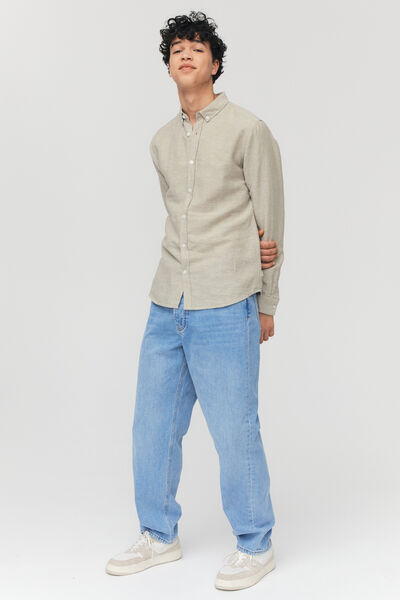 Chemise unie en coton lin