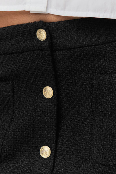 Jupe tweed boutons dorés