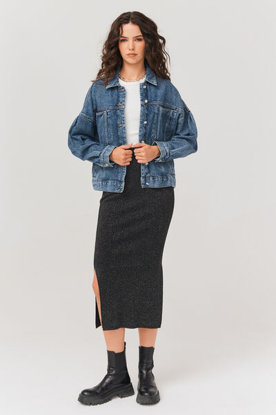 Veste en jean boutons bijoux