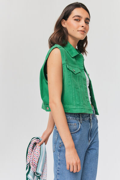Veste denim couleur sans manches