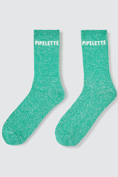 Chaussettes unitaires lurex avec message