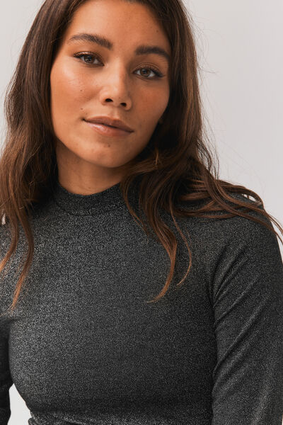 T-shirt col montant pailleté