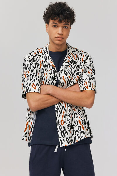 Chemise imprimée manches courtes lin