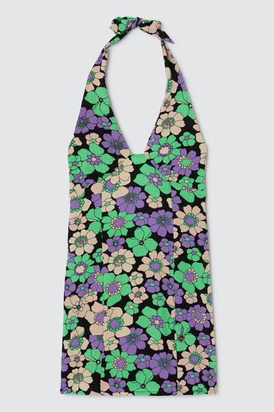Robe courte imprimée dos nu