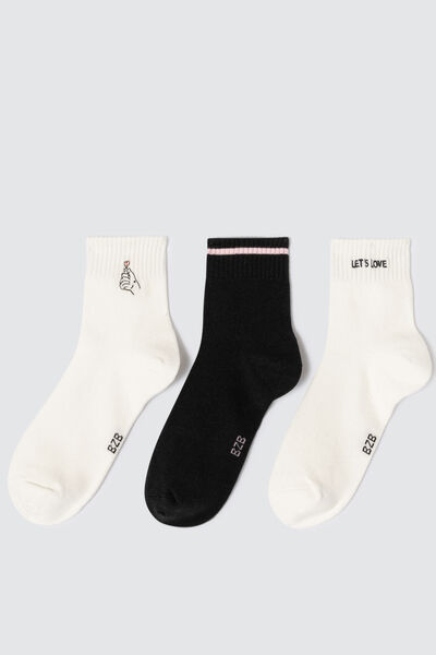 Lot de 3 paires de chaussettes brodées