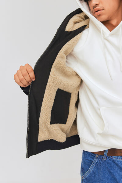 Blouson à capuche intérieur sherpa