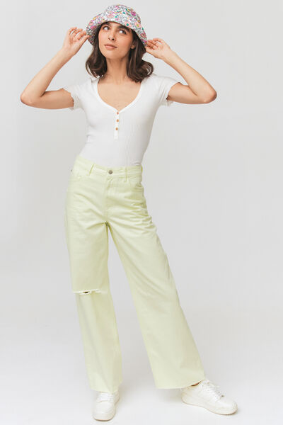 Jean wide leg long destroy
