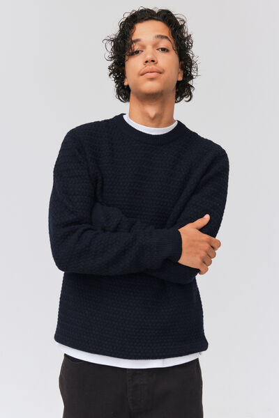 Pull col rond en tricot chevrons