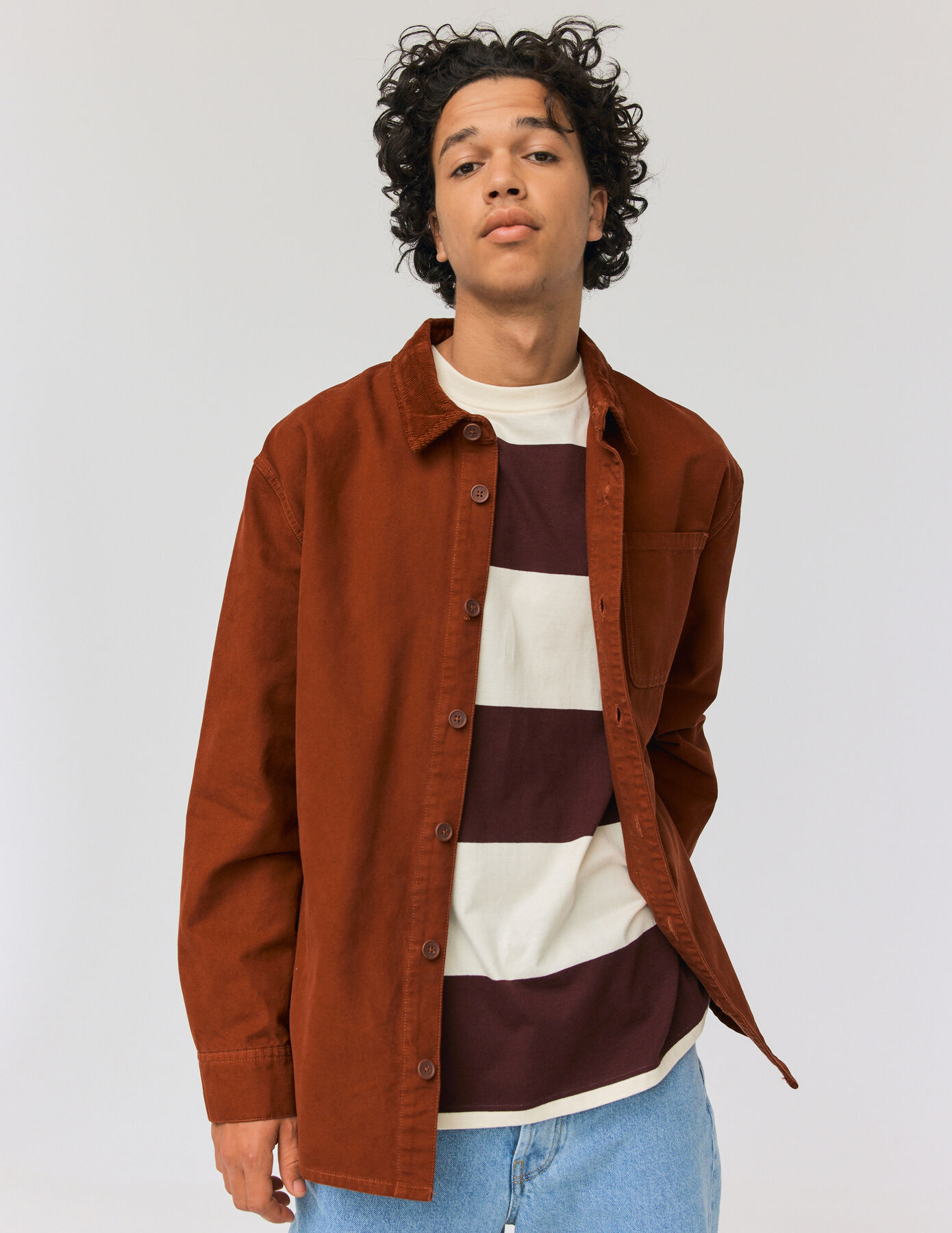 Surchemise unie col velours