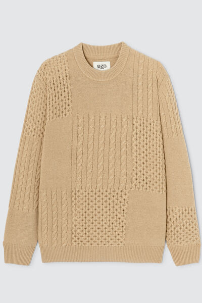 Pull col rond esprit patch