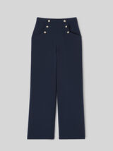 Pantalon taille haute &agrave; pont