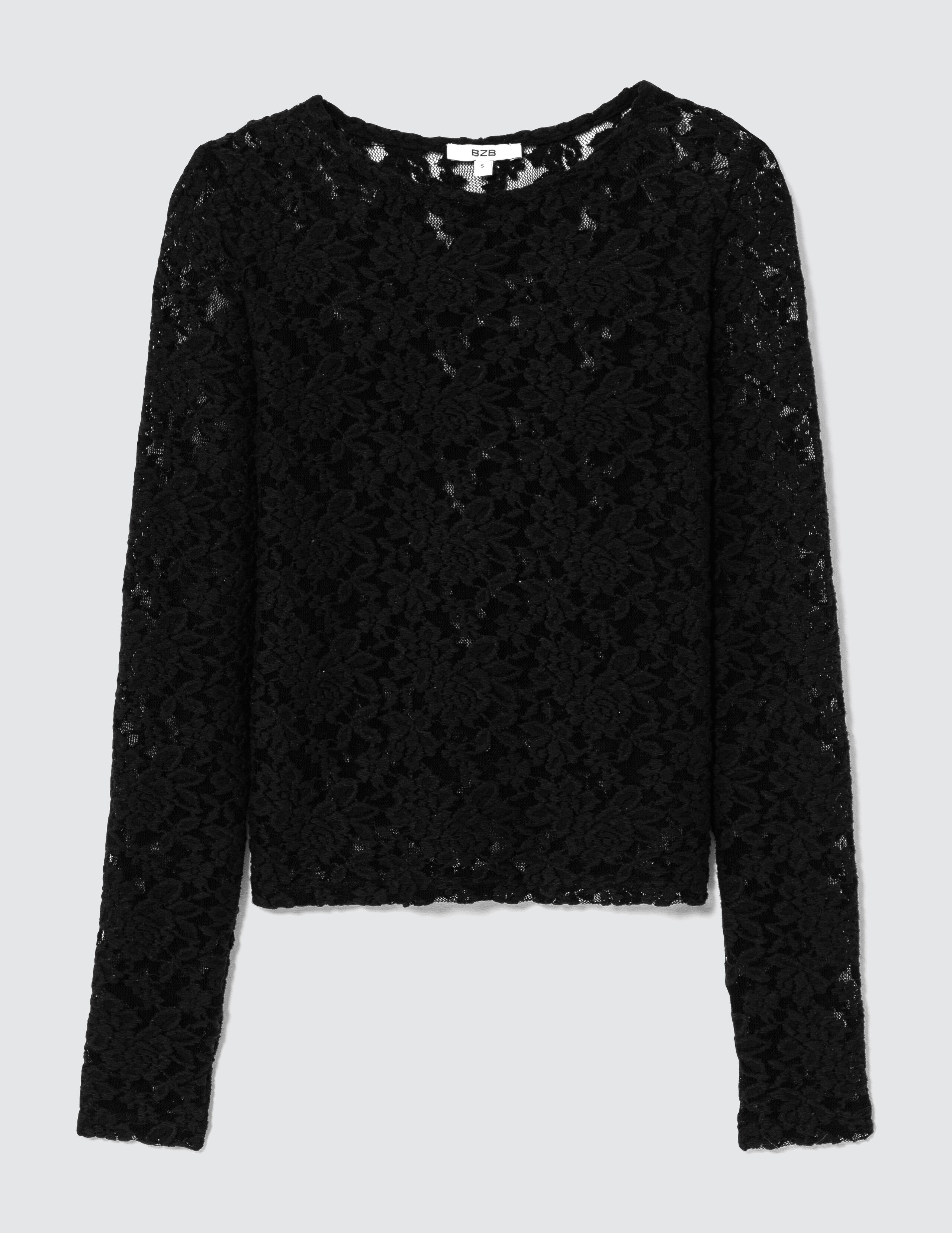 T shirt en dentelle Noir BZB