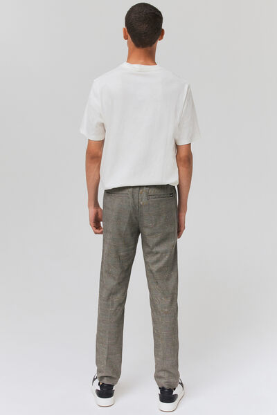 Pantalon urbain à carreaux taille élastiquée