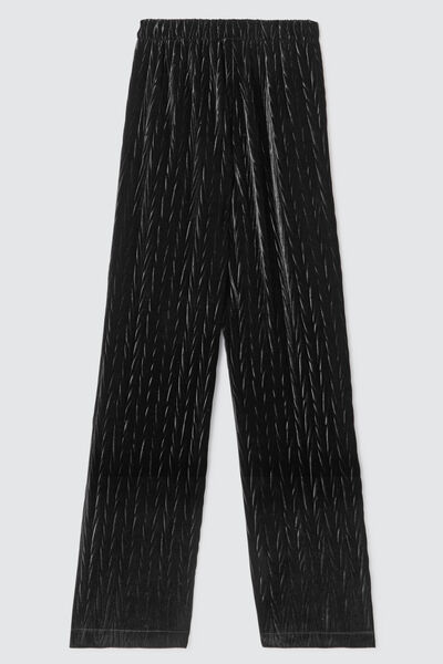 Pantalon wide leg en maille velours