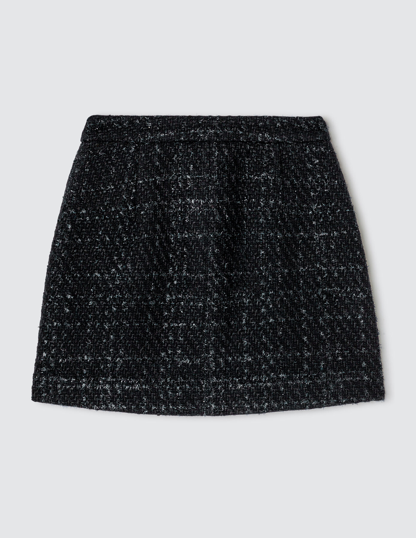 Jupe courte en tweed boutons dorés