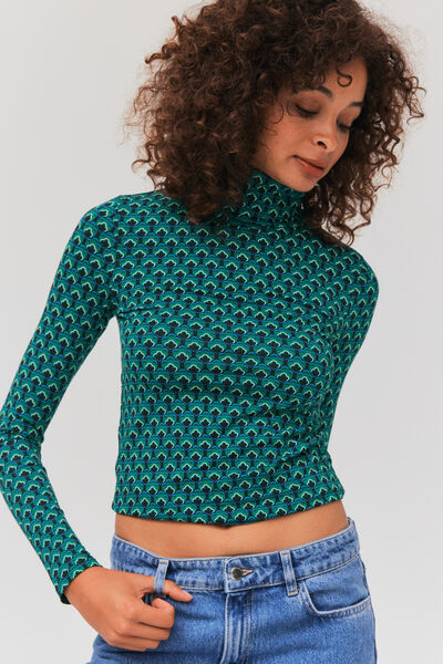 T-shirt col roulé imprimé