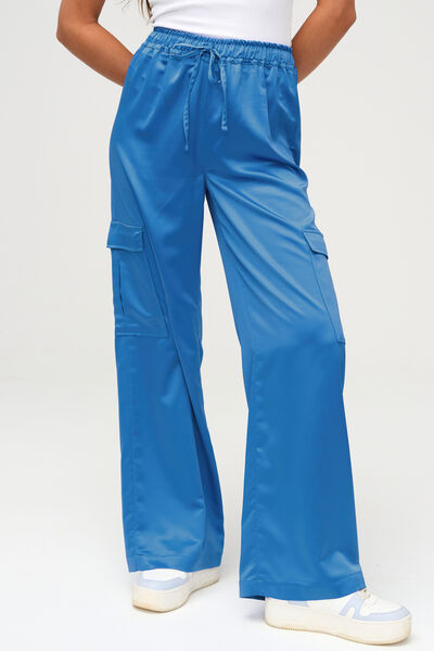 Pantalon cargo en satin