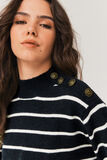 Pull rayé boutons épaule