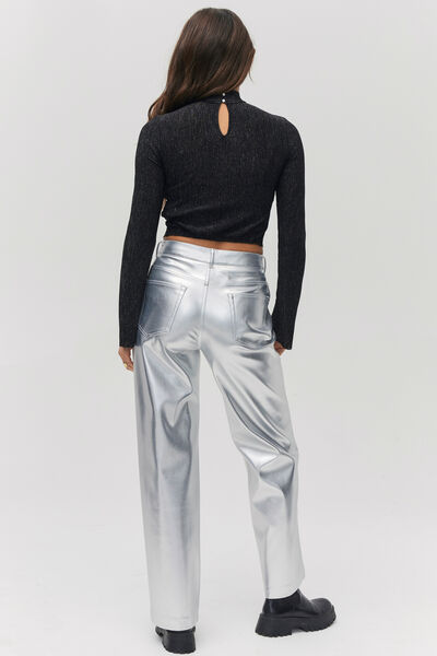 Blouse col montant pailletée