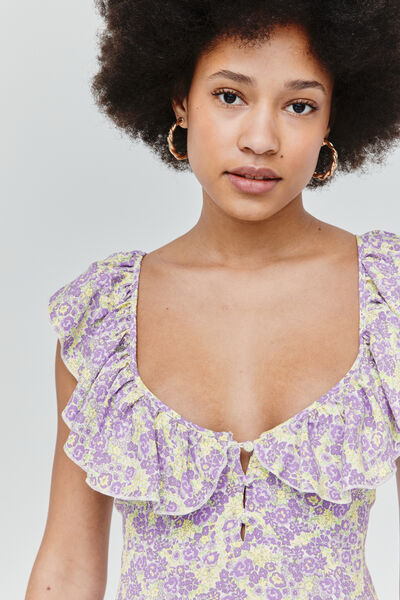 Robe courte imprimée à volants