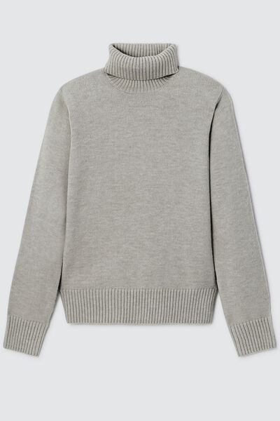 Pull col roulé uni