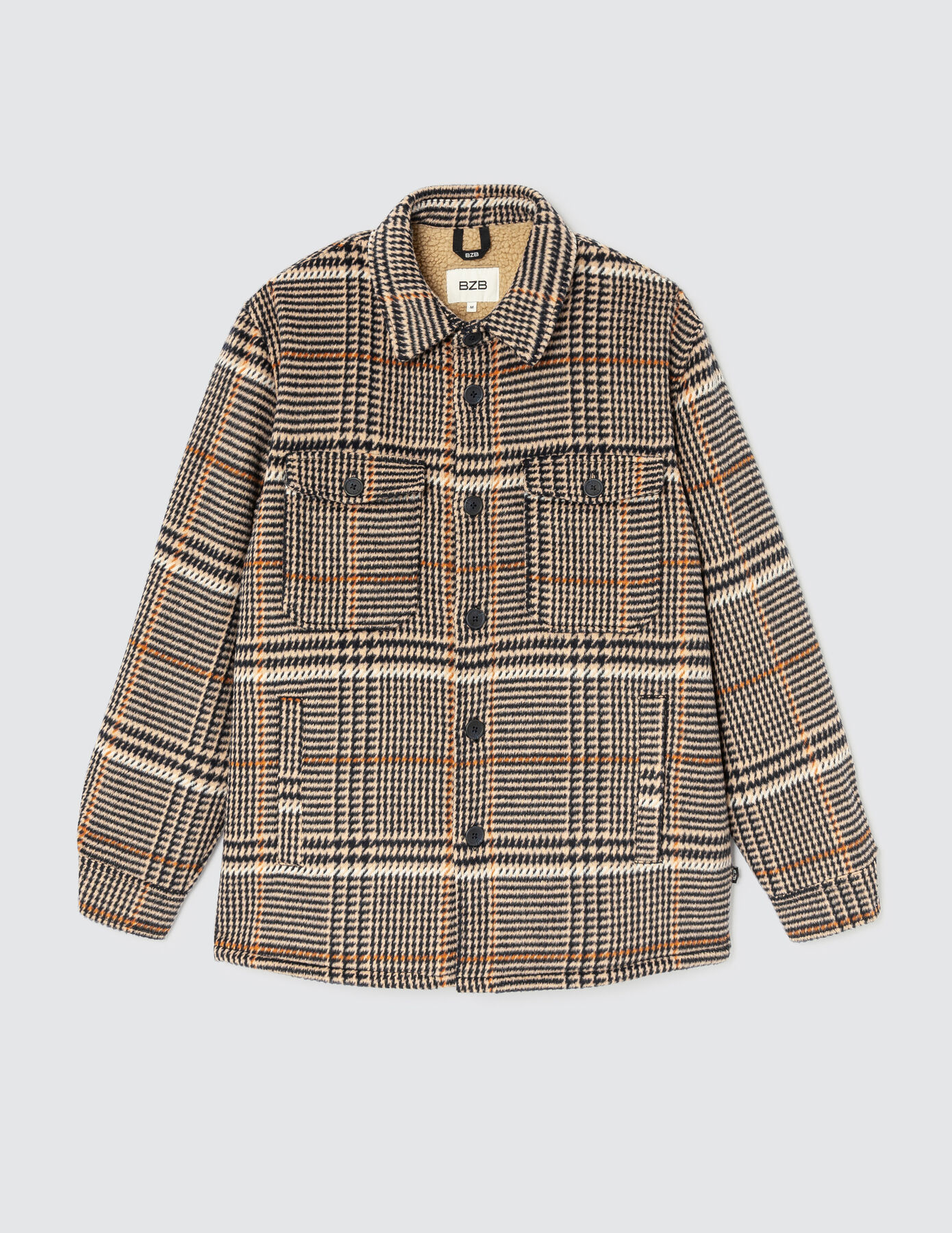 Veste surchemise à carreaux en laine sherpa