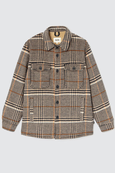 Veste surchemise à carreaux en laine sherpa