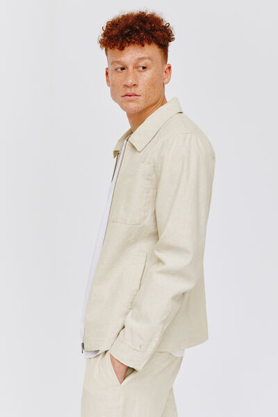 Veste zippée en coton lin