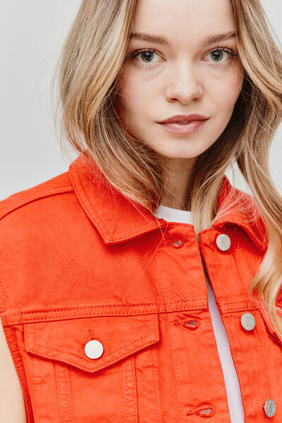 Veste denim couleur sans manches