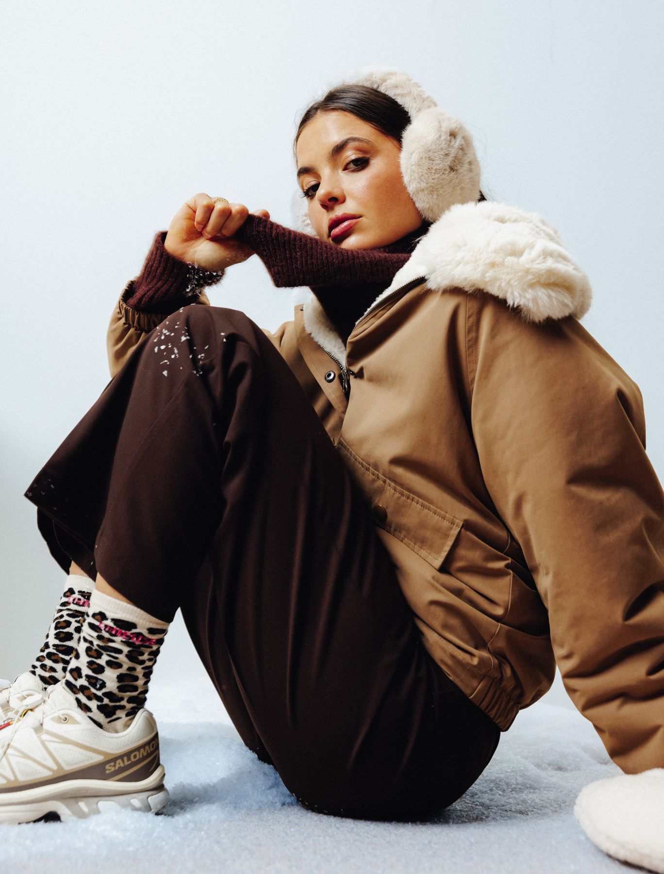 Ensemble Manteaux col duveteux et Pantalon velours